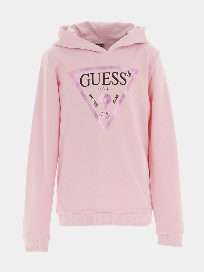 Sweat à capuche fleece core rose fille - Guess