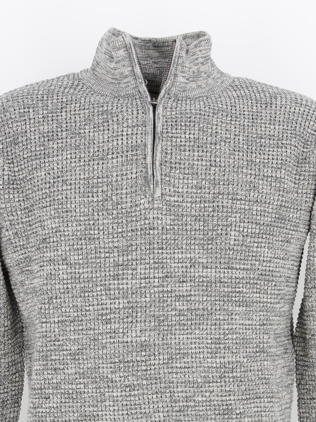 Pull col zippé henley gris homme - Deeluxe