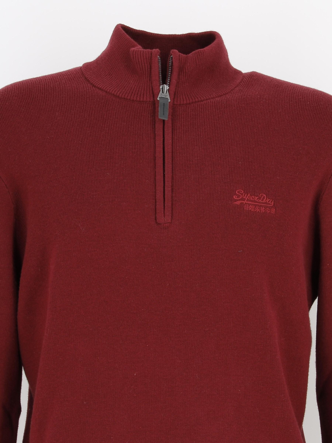 Pull col zippé vintage bordeaux homme - Superdry