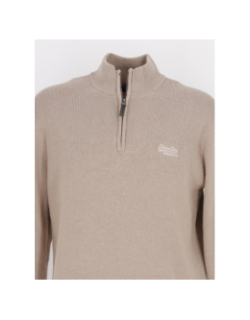 Pull col zippé vintage beige homme - Superdry