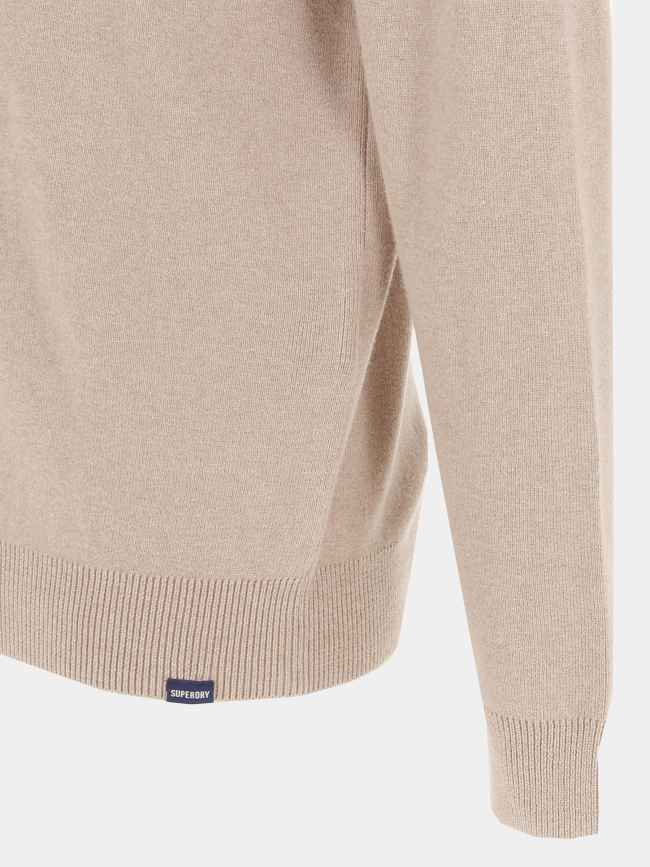 Pull col zippé vintage beige homme - Superdry