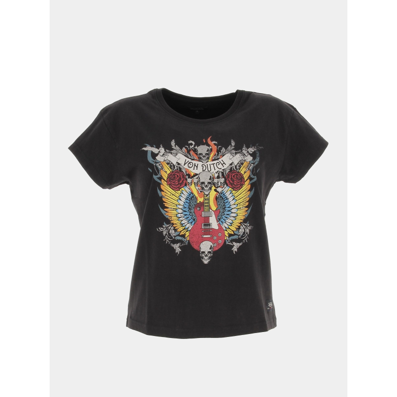 T-shirt roses noir femme - Von Dutch