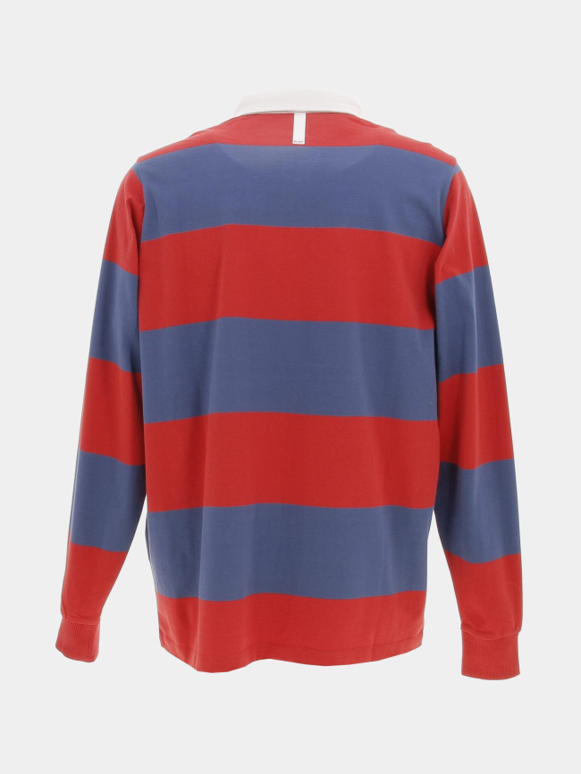 Polo jersey manche longue rayé bleu/rouge homme - Serge Blanco