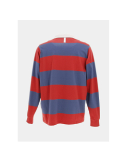 Polo jersey manche longue rayé bleu/rouge homme - Serge Blanco