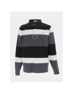 Polo jersey manche longue rayé noir homme - Serge Blanco