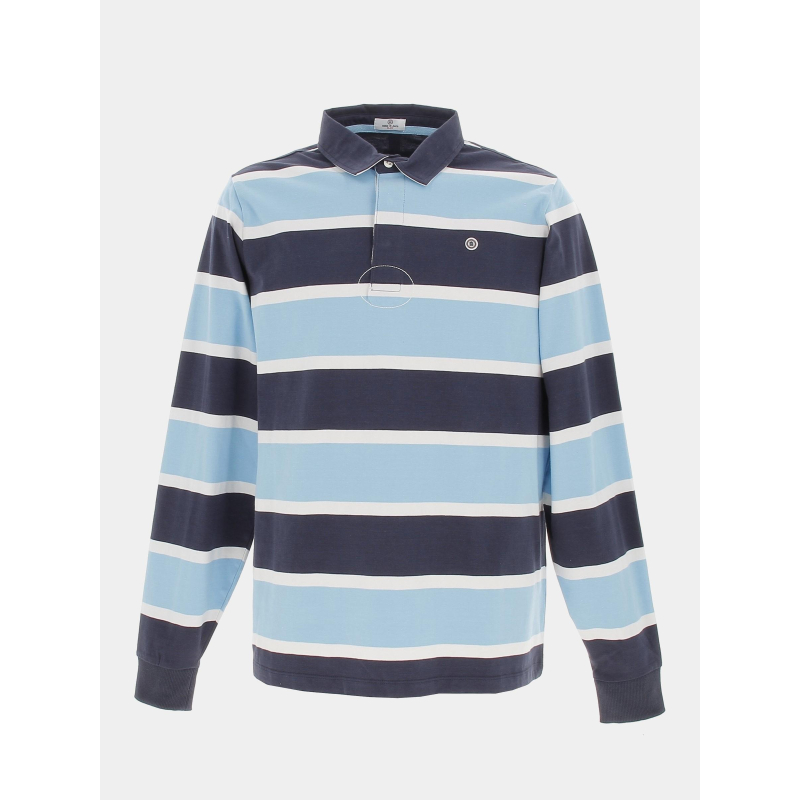 Polo jersey manche longue rayé bleu homme - Serge Blanco