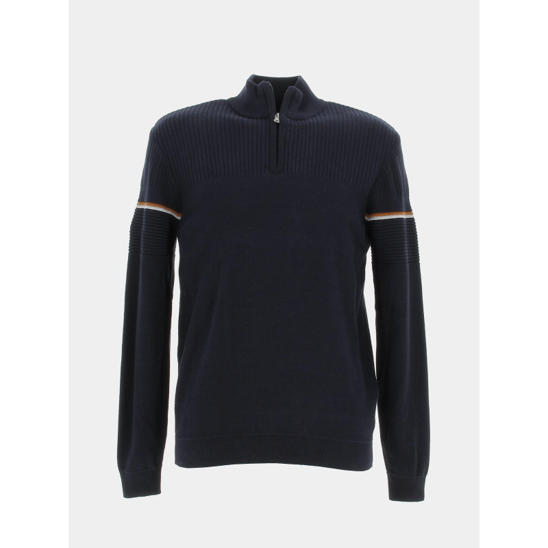 Pull col zippé bleu marine homme - Sun Valley