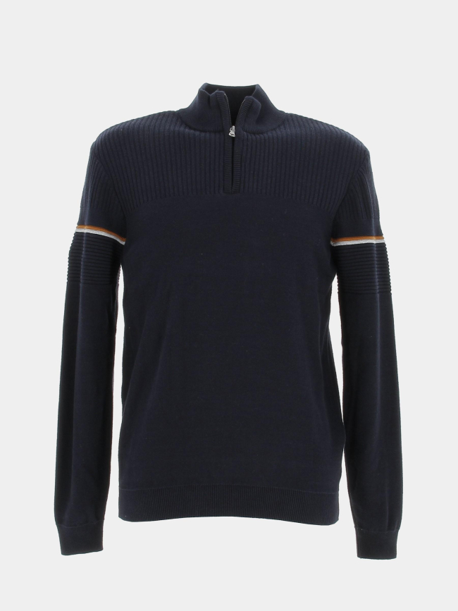 Pull col zippé bleu marine homme - Sun Valley