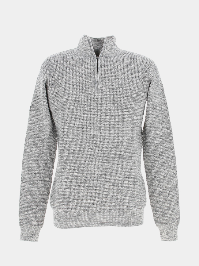 Pull col zippé henley gris homme - Deeluxe