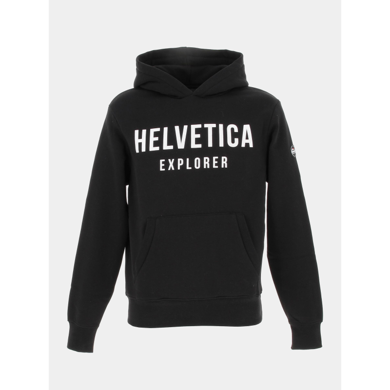 Sweat à capuche laun noir homme - Helvetica