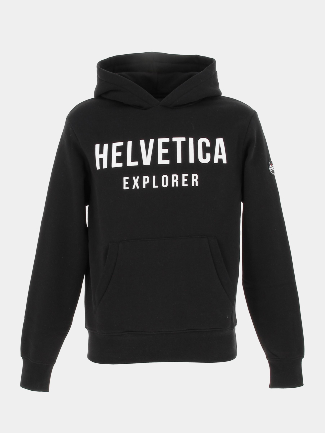 Sweat à capuche laun noir homme - Helvetica