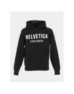 Sweat à capuche laun noir homme - Helvetica