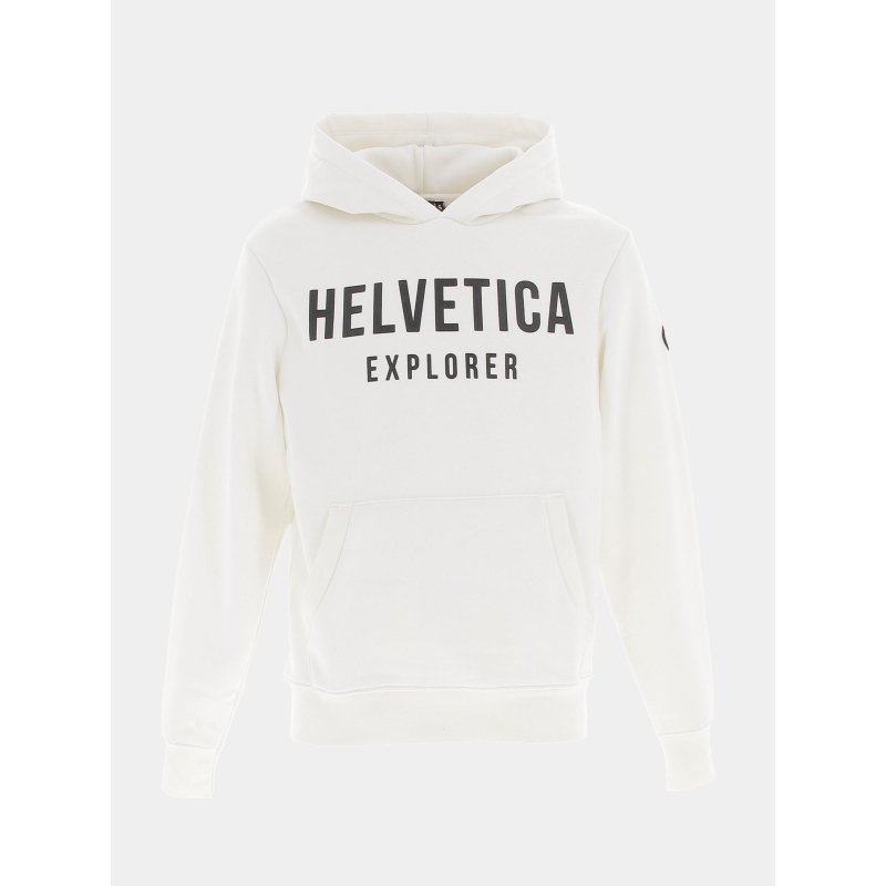 Sweat à capuche laun blanc homme - Helvetica