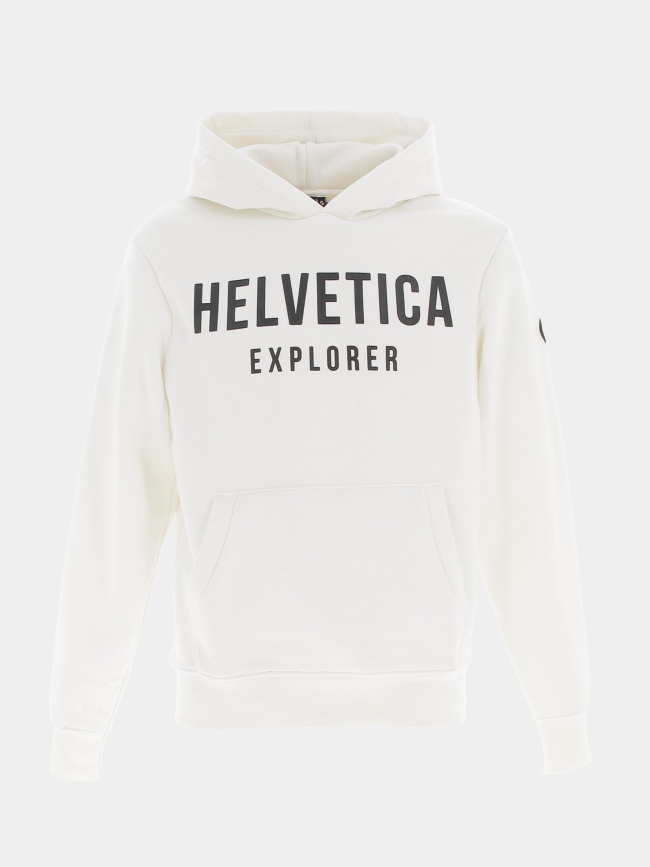 Sweat à capuche laun blanc homme - Helvetica