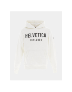 Sweat à capuche laun blanc homme - Helvetica