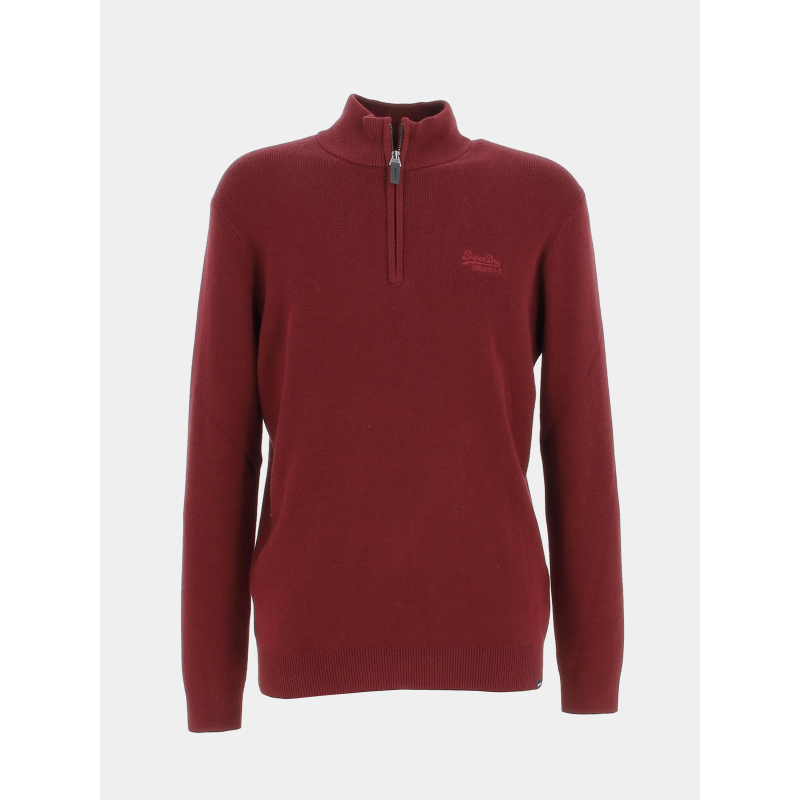 Pull col zippé vintage bordeaux homme - Superdry