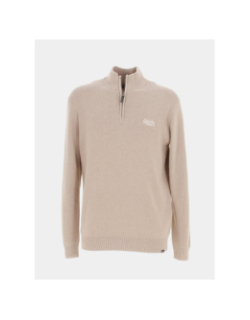 Pull col zippé vintage beige homme - Superdry