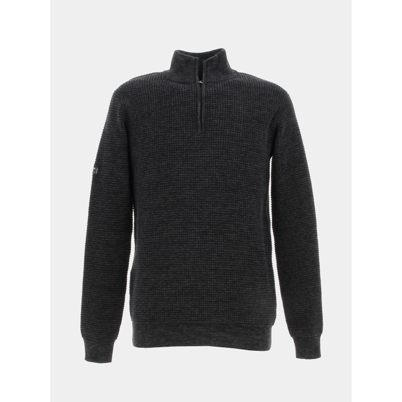 Pull col zippé henley noir homme - Deeluxe