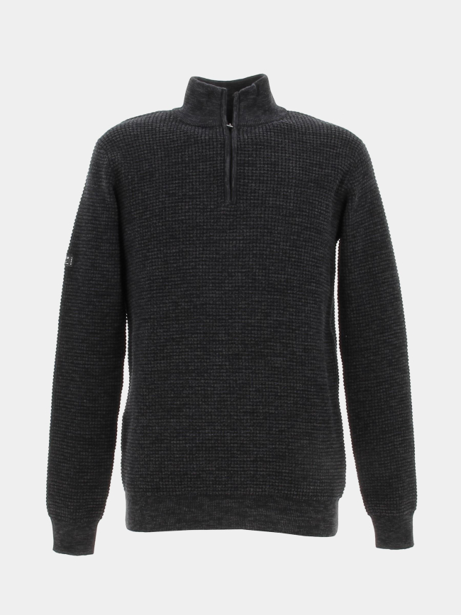 Pull col zippé henley noir homme - Deeluxe