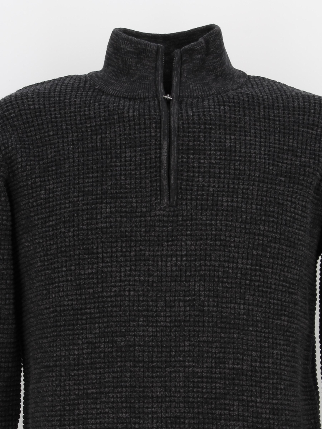 Pull col zippé henley noir homme - Deeluxe