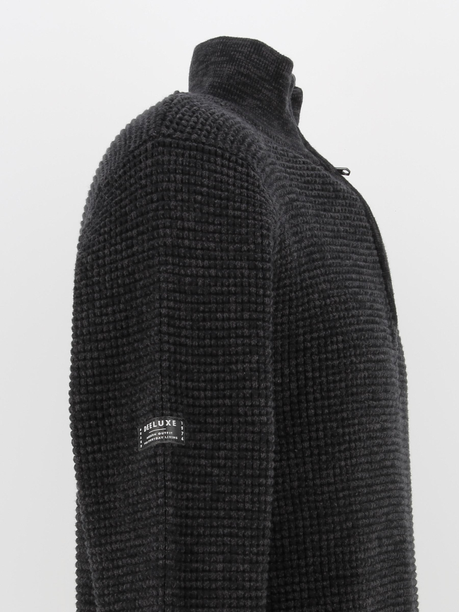 Pull col zippé henley noir homme - Deeluxe