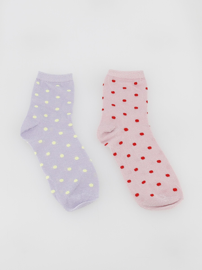 Coffret 4 paires de chaussettes à pois pailleté femme - Pieces