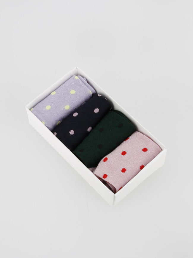 Coffret 4 paires de chaussettes à pois pailleté femme - Pieces