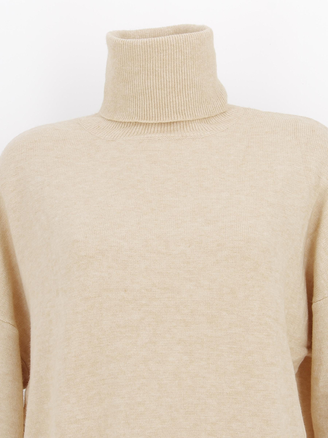 Pull ample col roulé leora beige femme - La Petite Etoile