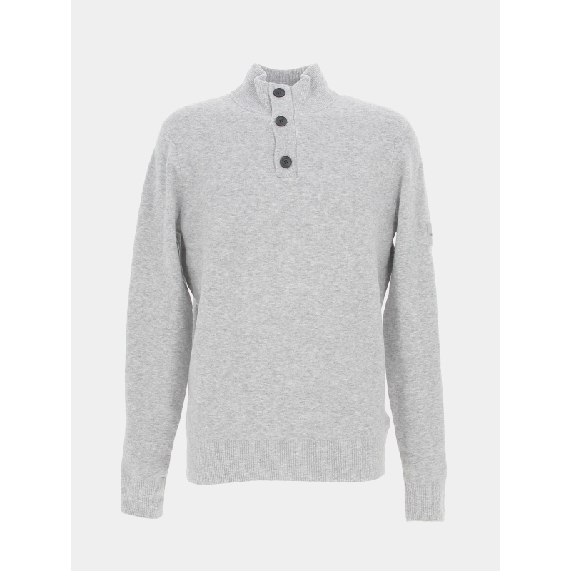 Pull col boutonné lycra blend gris homme - Calvin Klein