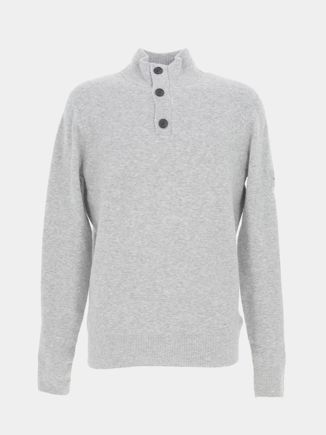 Pull col boutonné lycra blend gris homme - Calvin Klein