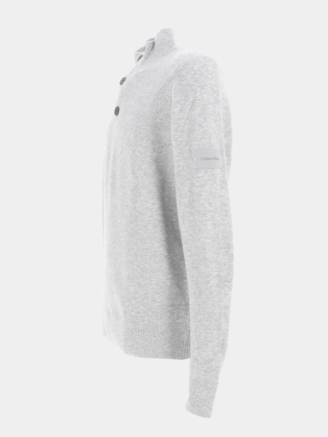 Pull col boutonné lycra blend gris homme - Calvin Klein