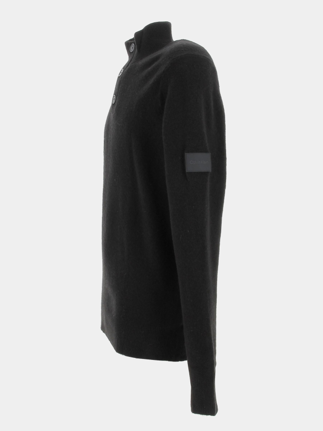 Pull col boutonné lycra blend noir homme - Calvin Klein