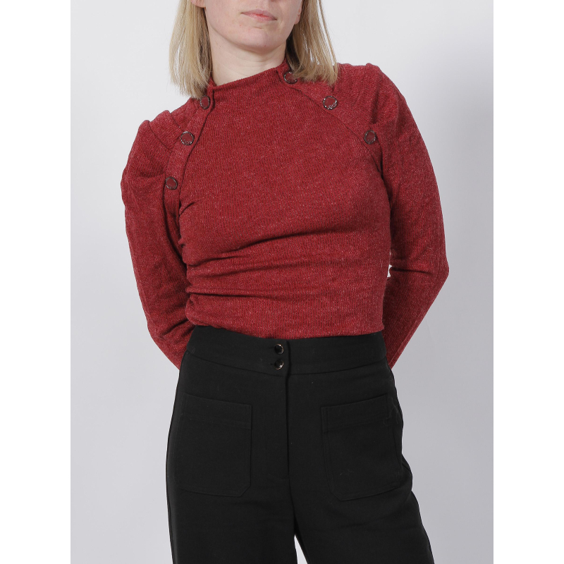 Pull boutonné austria bordeaux femme - Salsa