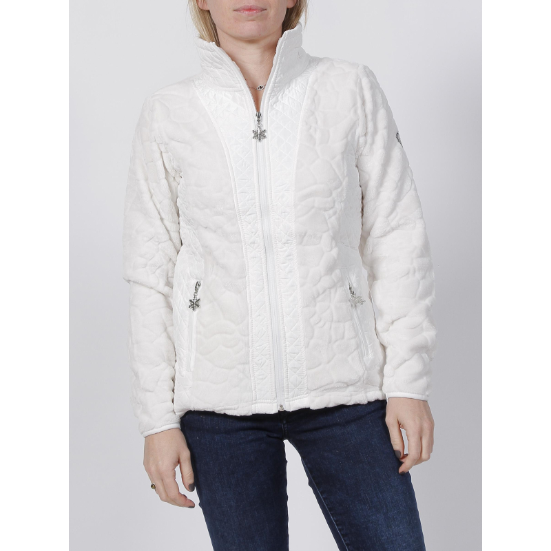 Veste polaire bi-matière vienne blanc femme - Angele Sportswear