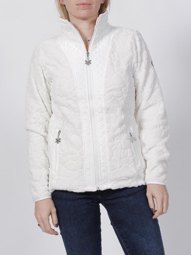 Veste polaire bi-matière vienne blanc femme - Angele Sportswear