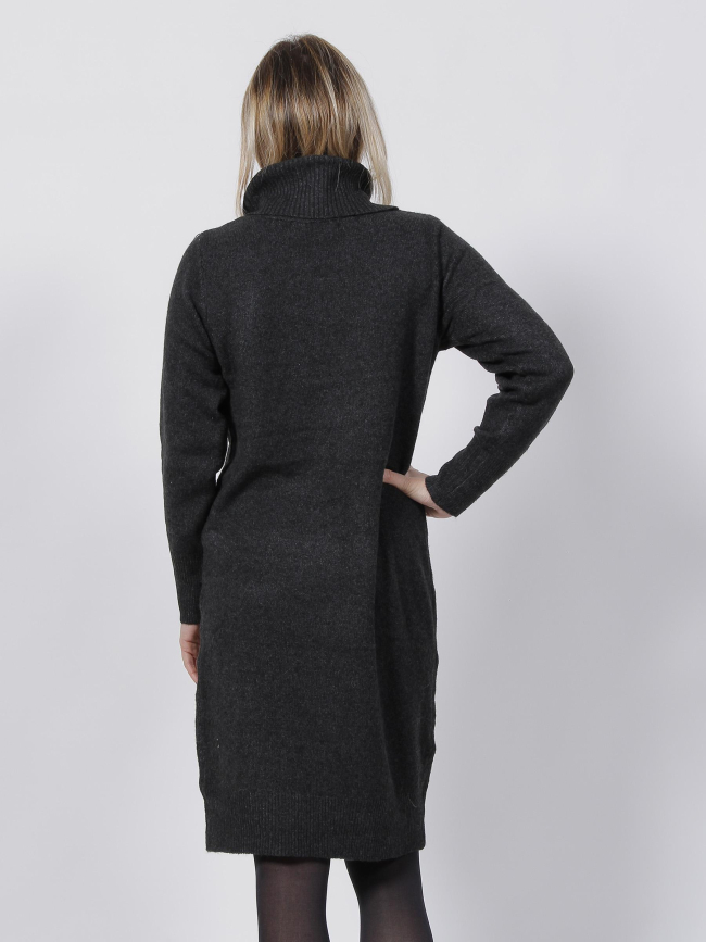 Robe pull col roulé mila noir femme - Deeluxe