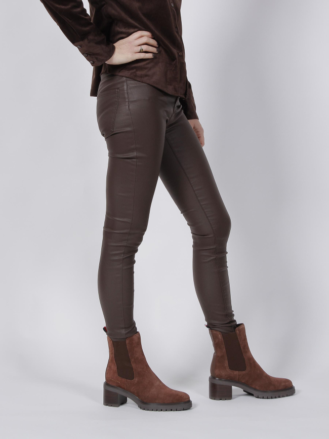 Pantalon slim enduit marron femme - Vero Moda