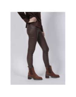 Pantalon slim enduit marron femme - Vero Moda