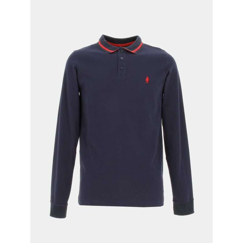 Polo manches longues jersey bleu marine homme - Mcs