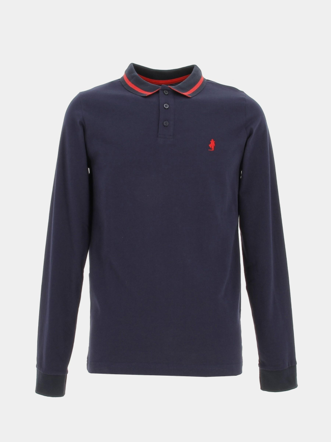 Polo manches longues jersey bleu marine homme - Mcs