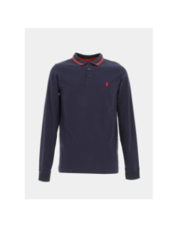 Polo manches longues jersey bleu marine homme - Mcs