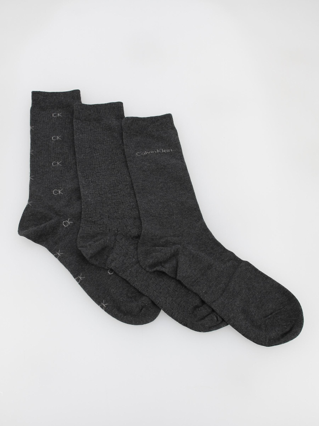 Coffret 3 paires de chaussettes lux gris homme - Clavin Klein