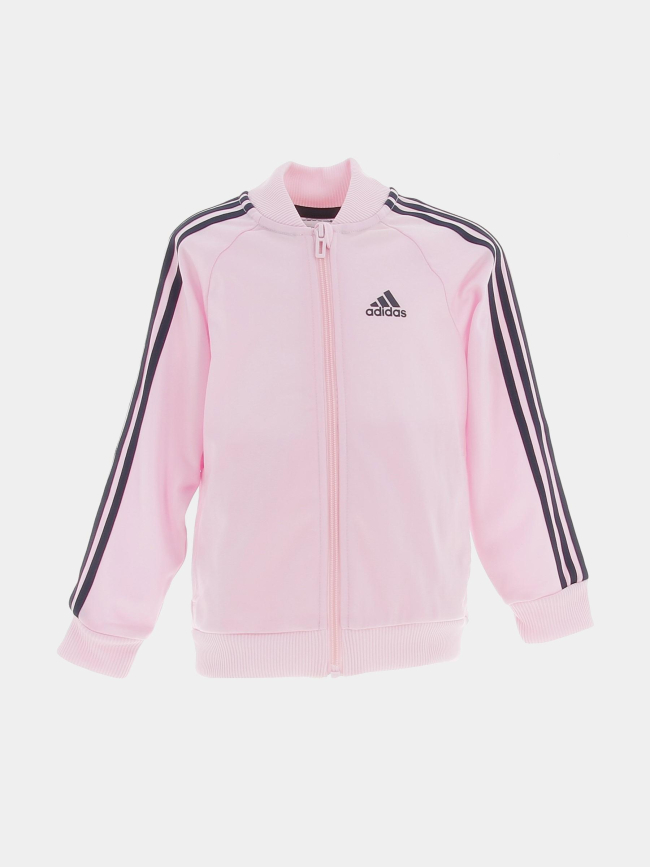 Survêtement veste jogging 3 bandes rose enfant - Adidas