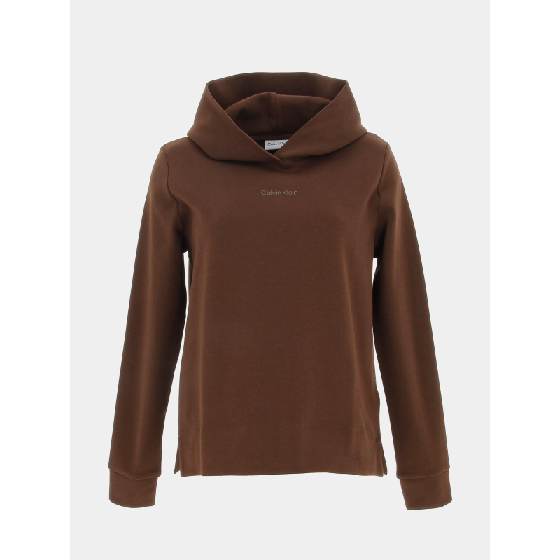 Sweat à capuche micro logo essential marron femme - Calvin Klein