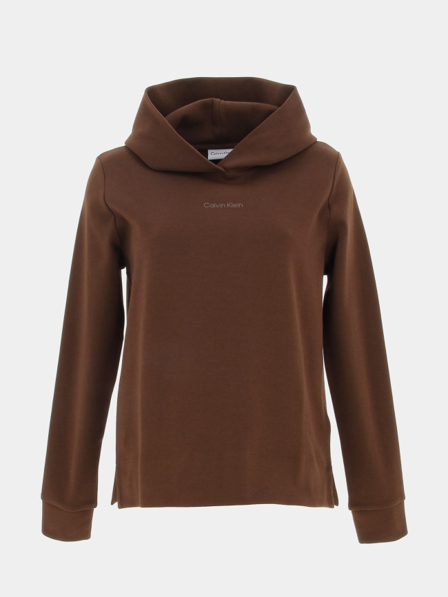 Sweat à capuche micro logo essential marron femme - Calvin Klein