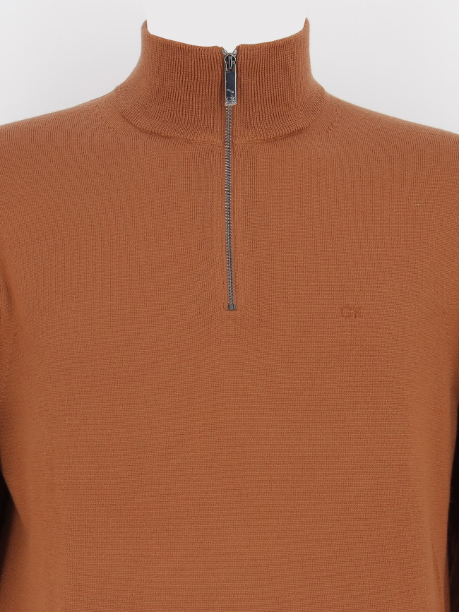 Pull en laine superior zip marron homme - Calvin Klein