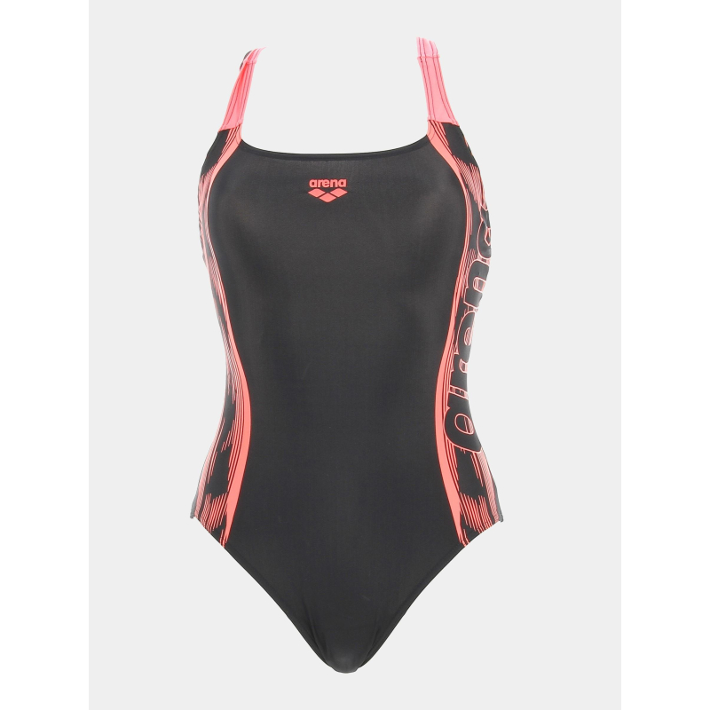 Maillot de bain 1 pièce noir/rose femme - Arena