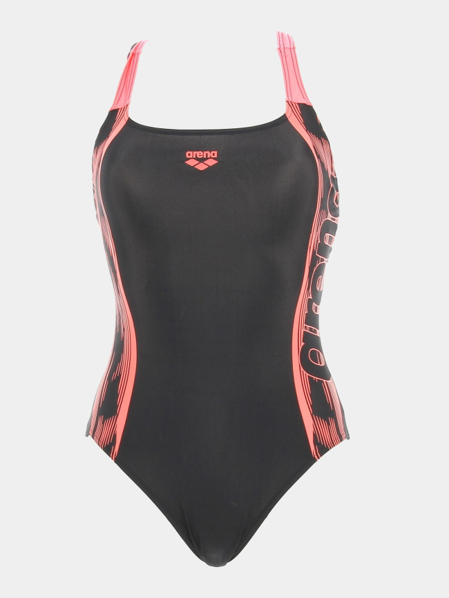 Maillot de bain 1 pièce noir/rose femme - Arena