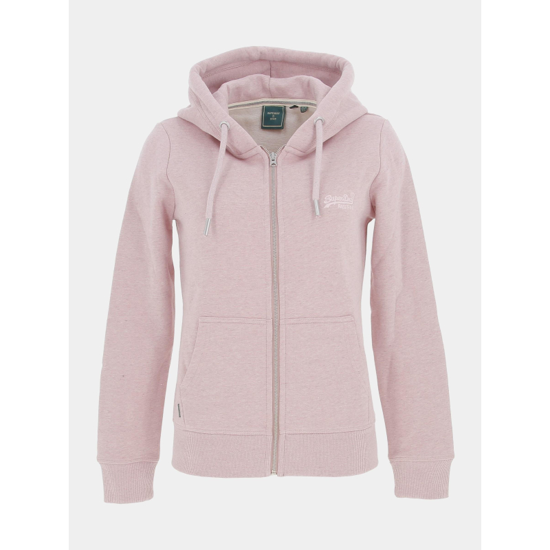 Sweat à capuche zippé vintage rose femme - Superdry