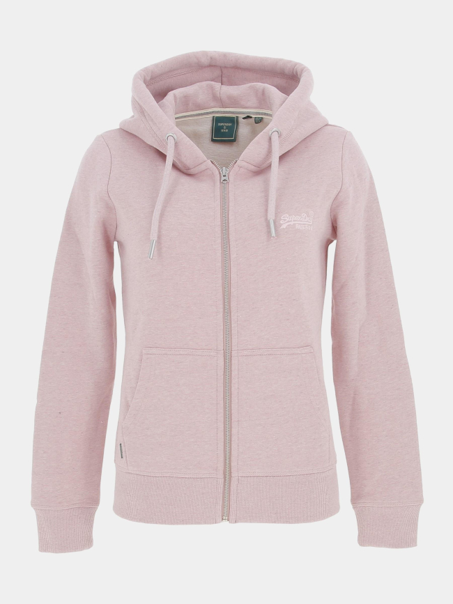 Sweat à capuche zippé vintage rose femme - Superdry
